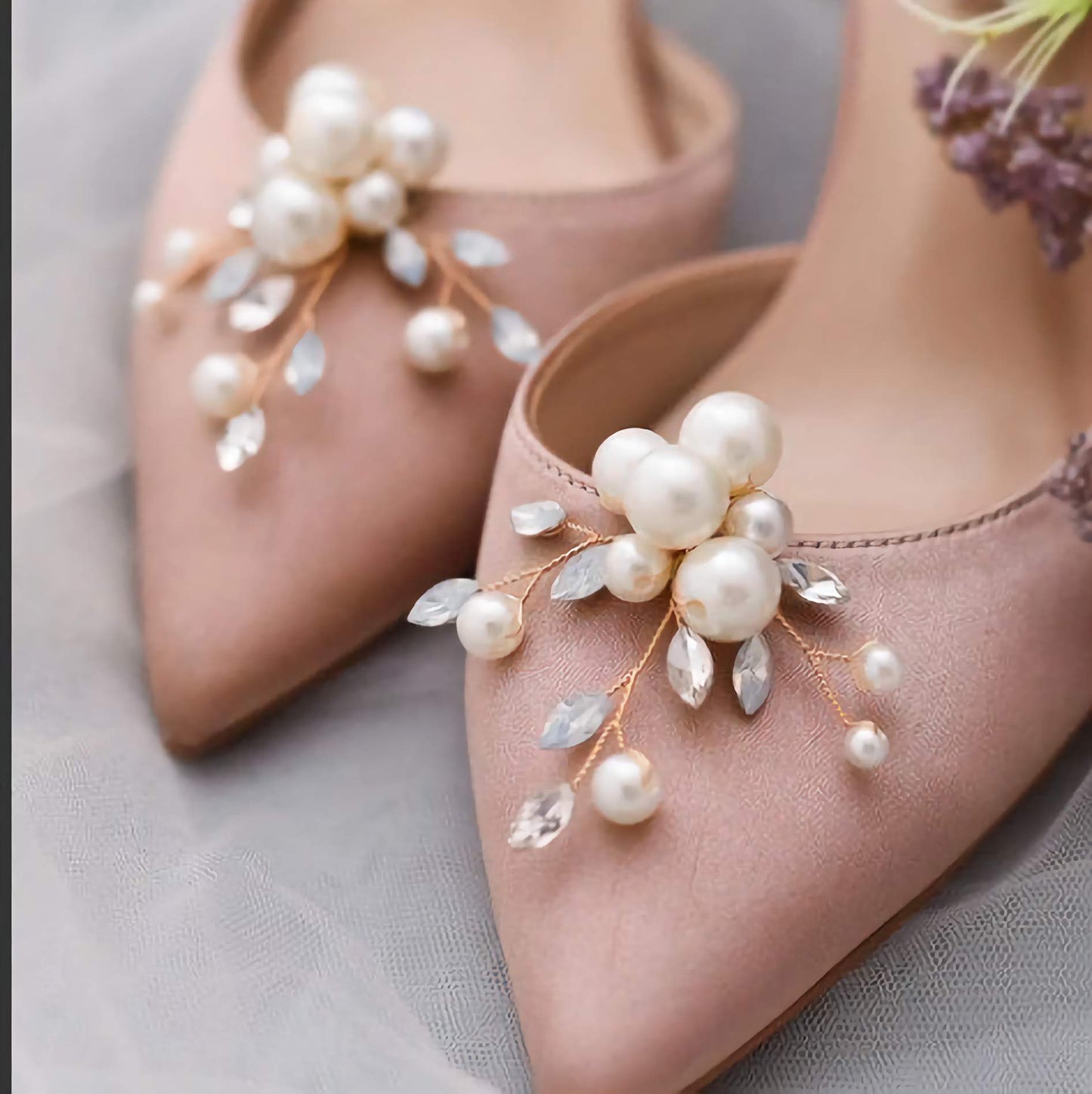 Wedding Shoe Clips, Bridal Shoe Clip, Pearl and Crystal Wedding Shoe Accessories Shoe Decoration X24